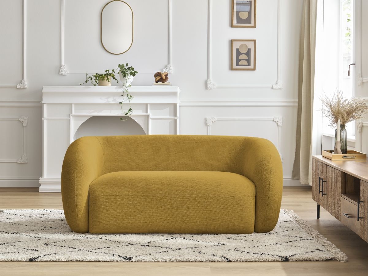 Canapé droit fixe 2 places CELINE tissu lisse