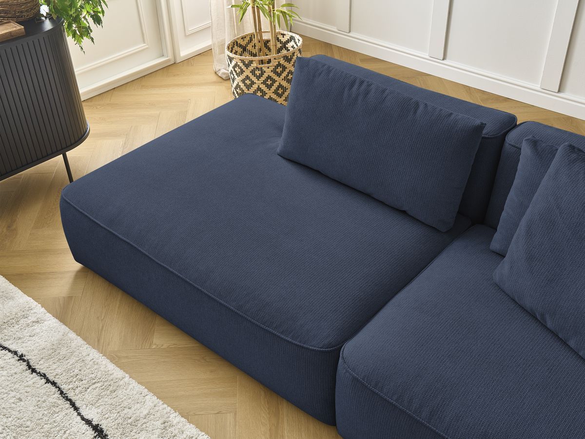 Canapé droit fixe 3 places LEOPOLD tissu chiné avec pouf