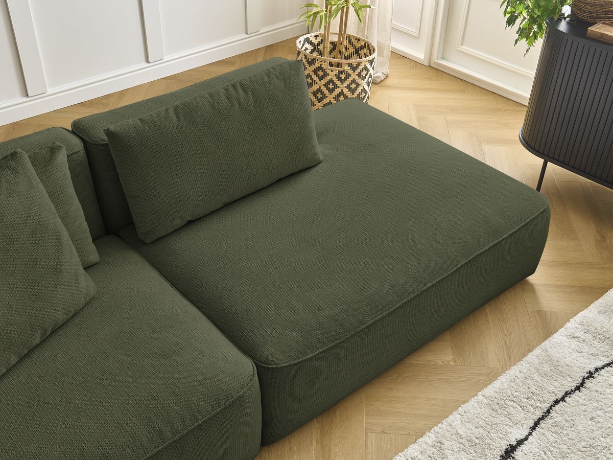 Canapé droit fixe 3 places LEOPOLD tissu chiné avec pouf