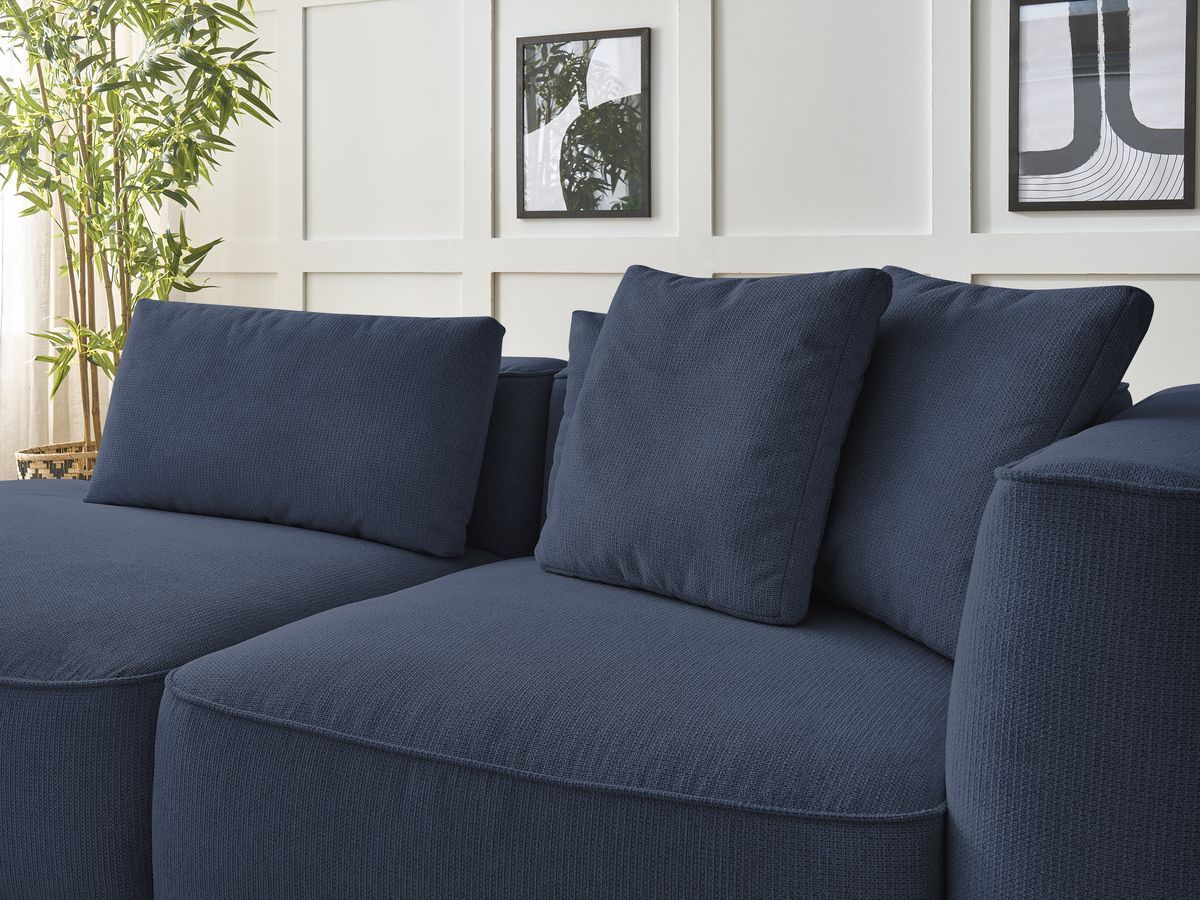 Canapé droit fixe 3 places LEOPOLD tissu chiné avec pouf