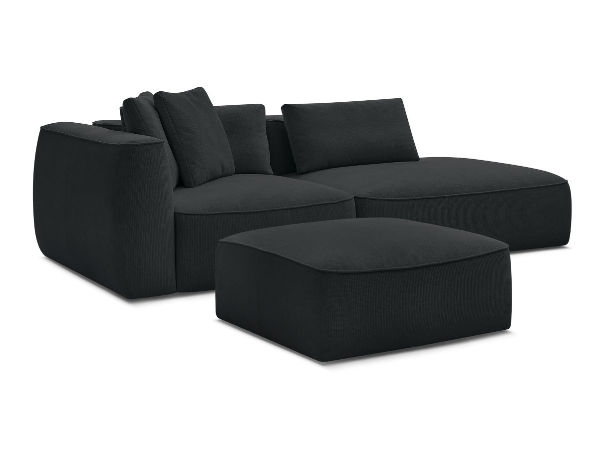 Canapé droit fixe 3 places LEOPOLD tissu chiné avec pouf