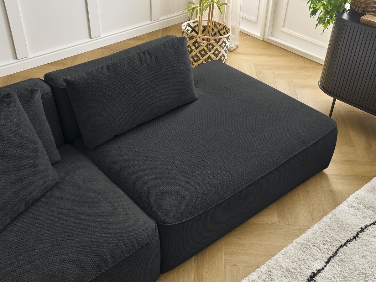 Canapé droit fixe 3 places LEOPOLD tissu chiné avec pouf
