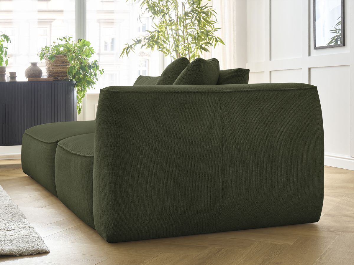 Canapé droit fixe 3 places LEOPOLD tissu chiné avec pouf