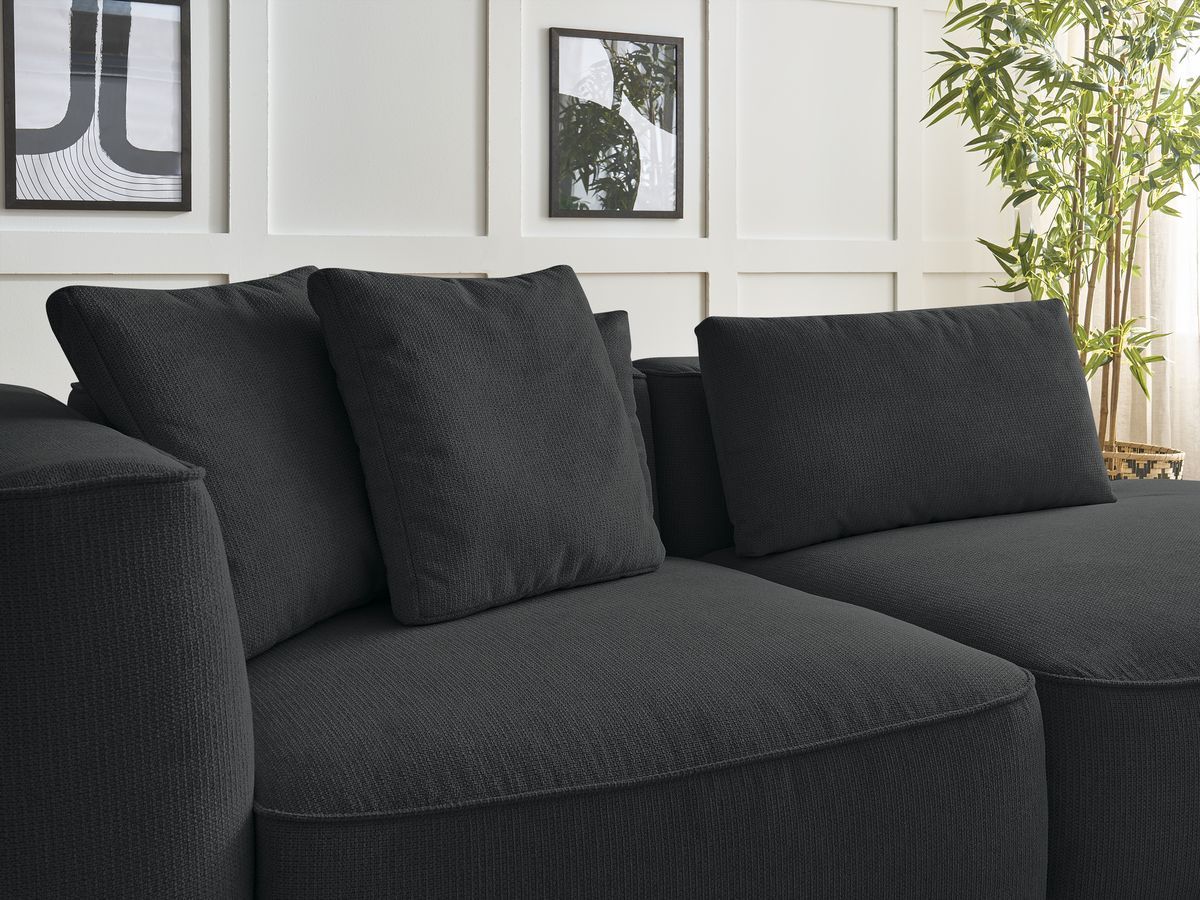 Canapé droit fixe 3 places LEOPOLD tissu chiné avec pouf