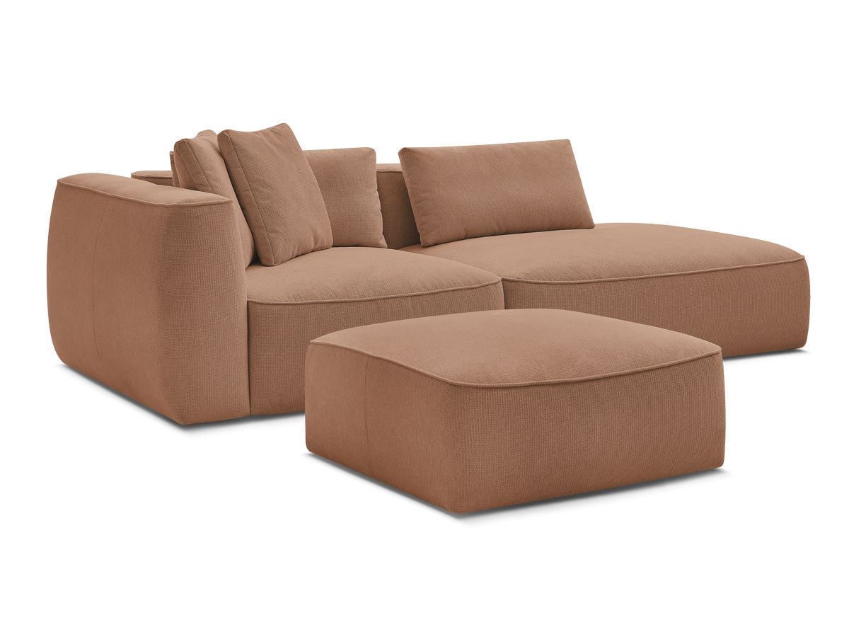 Canapé droit fixe 3 places LEOPOLD tissu chiné avec pouf