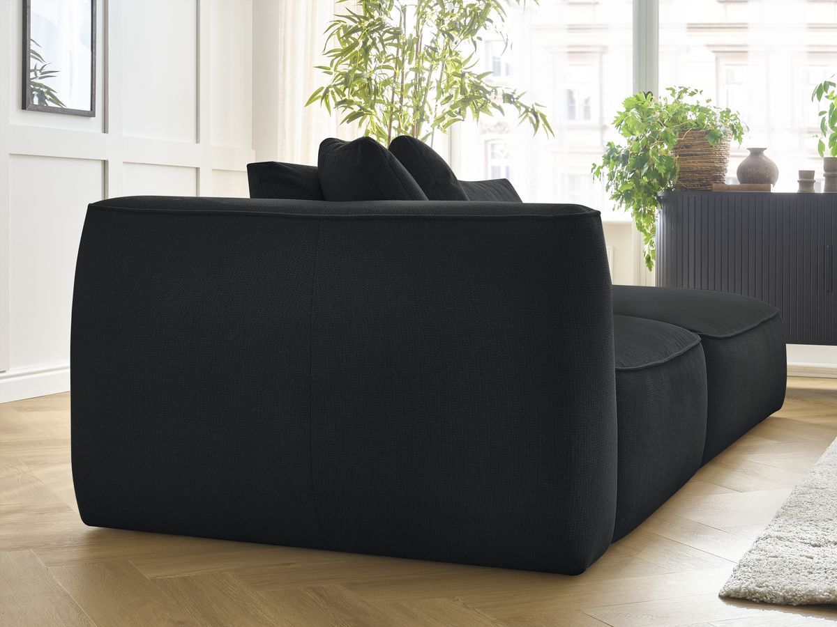 Canapé droit fixe 3 places LEOPOLD tissu chiné avec pouf