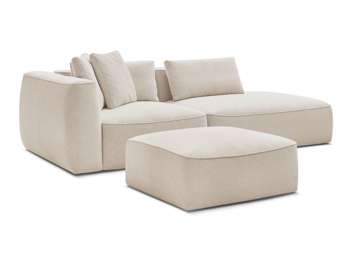 Canapé droit fixe 3 places LEOPOLD tissu chiné avec pouf