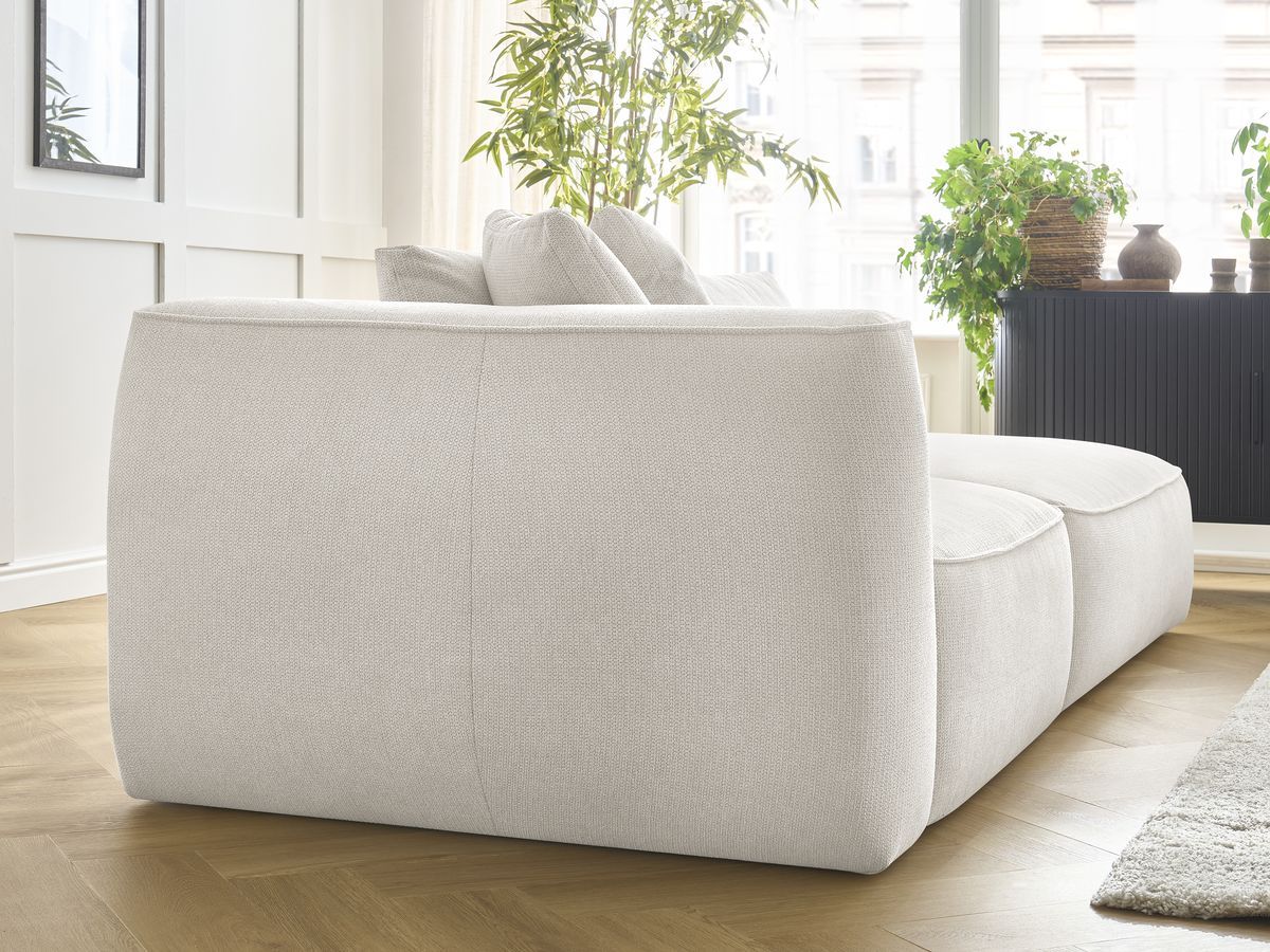 Canapé droit fixe 3 places LEOPOLD tissu chiné avec pouf