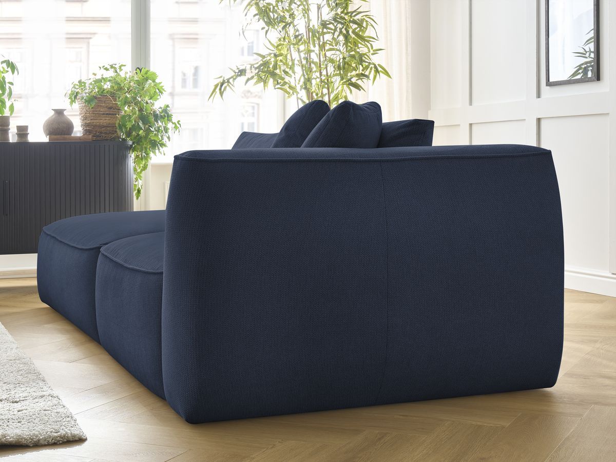Canapé droit fixe 3 places LEOPOLD tissu chiné avec pouf