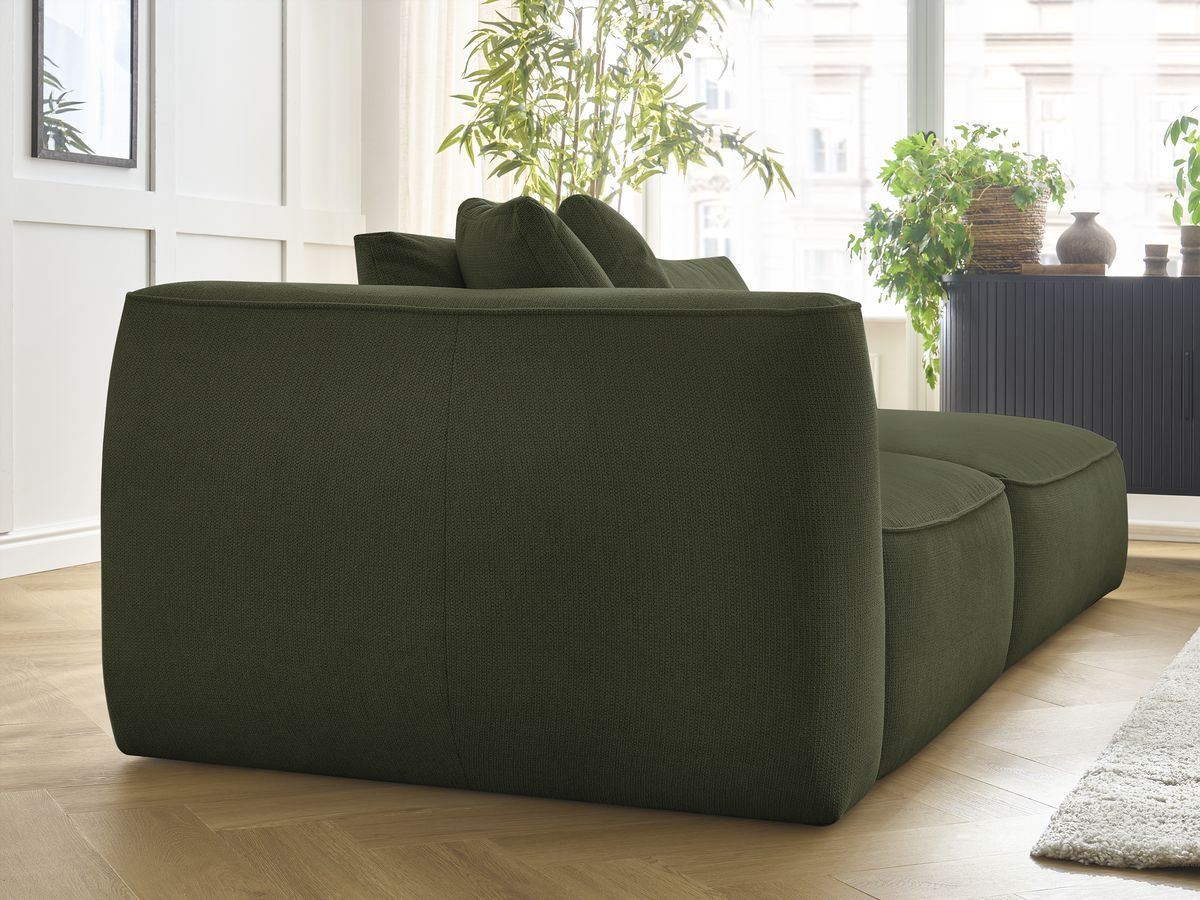 Canapé droit fixe 3 places LEOPOLD tissu chiné avec pouf