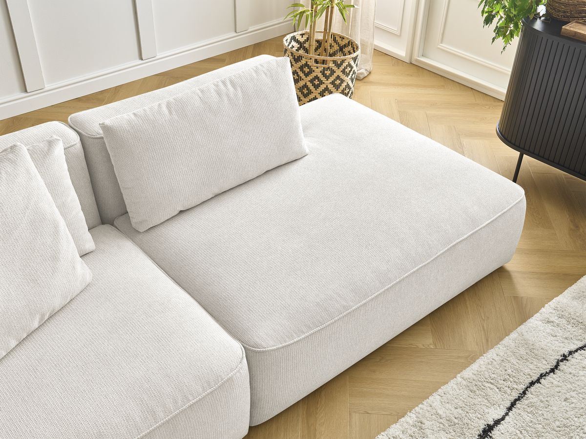 Canapé droit fixe 3 places LEOPOLD tissu chiné avec pouf