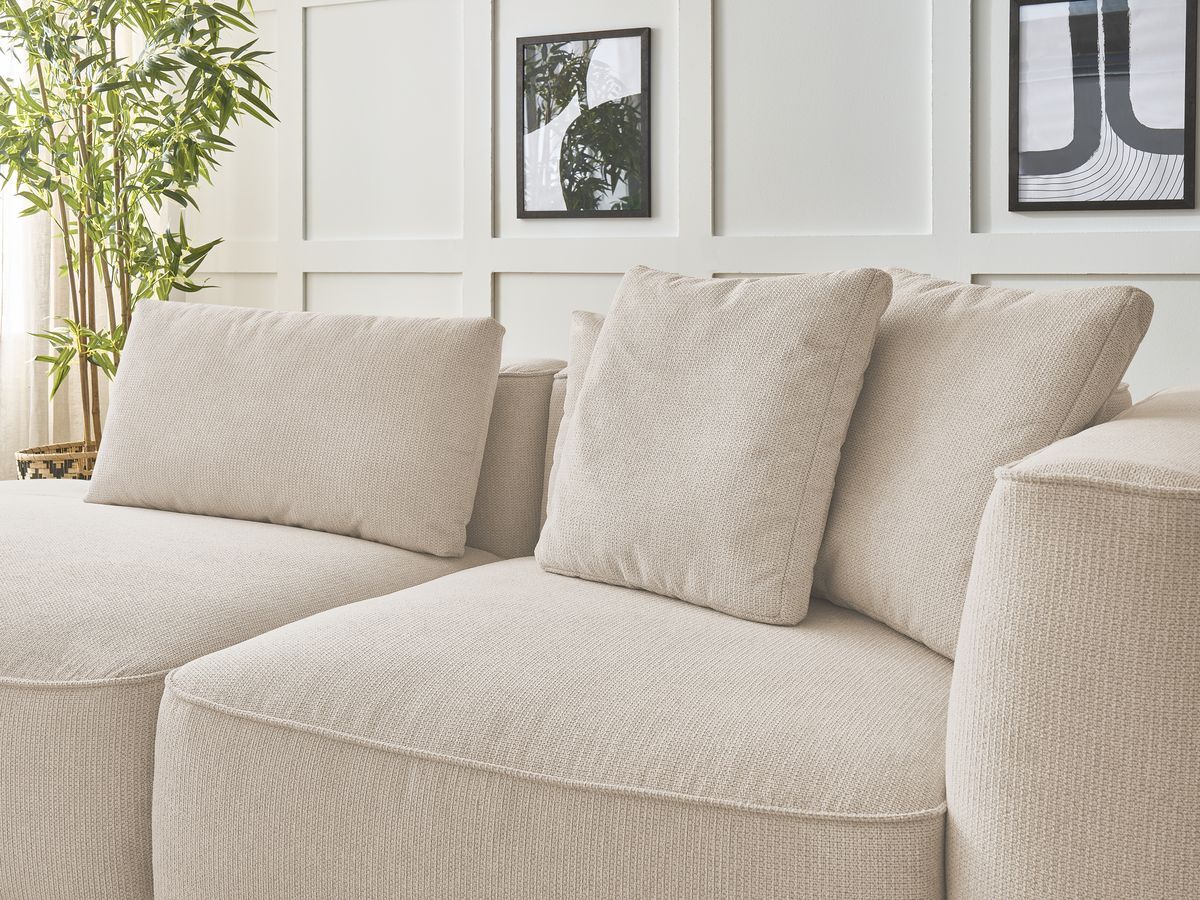 Canapé droit fixe 3 places LEOPOLD tissu chiné avec pouf