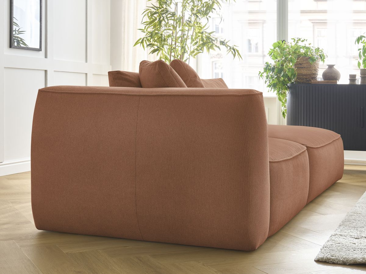 Canapé droit fixe 3 places LEOPOLD tissu chiné avec pouf
