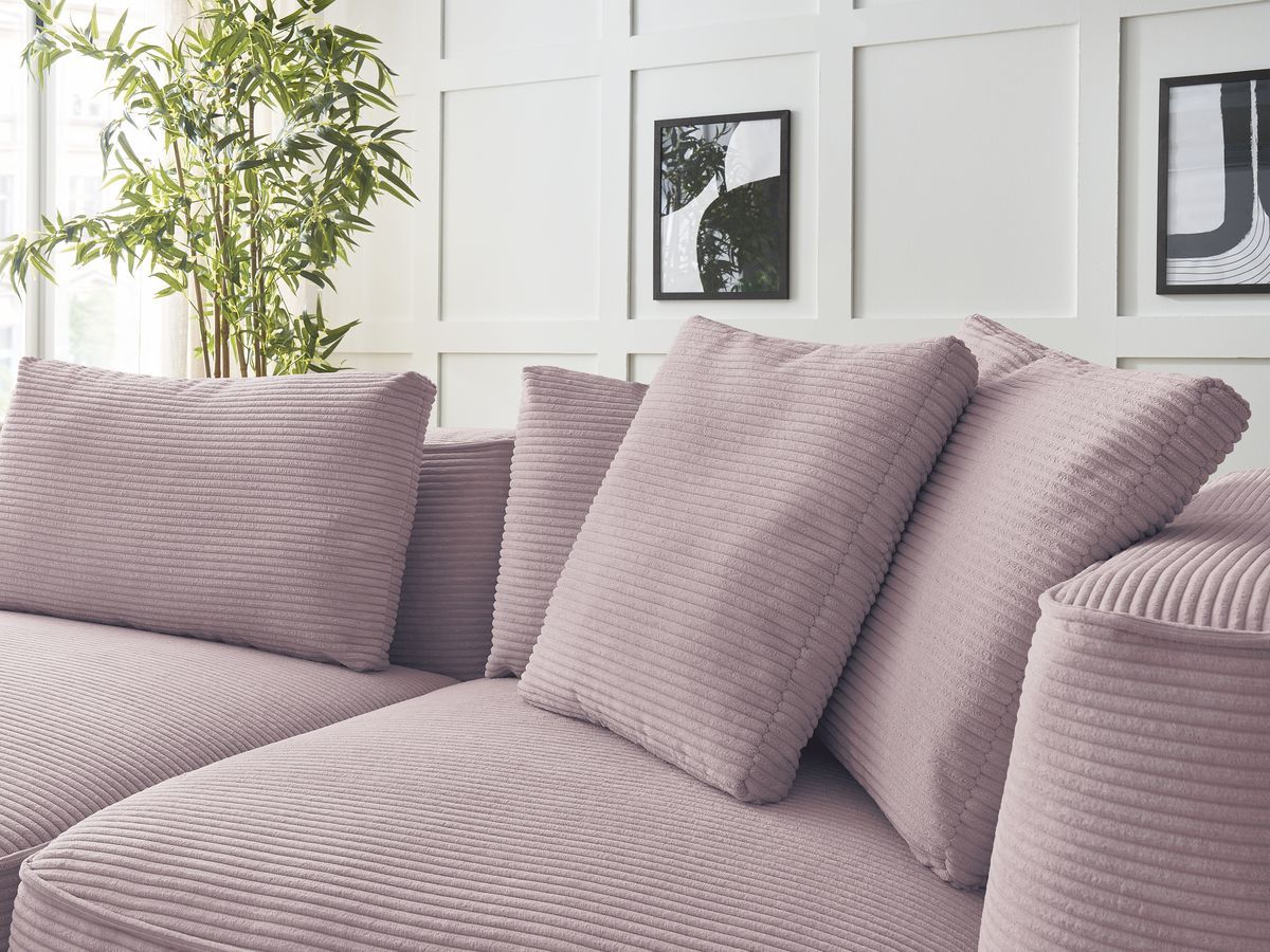 Canapé droit fixe 3 places LEOPOLD velours côtelé avec pouf