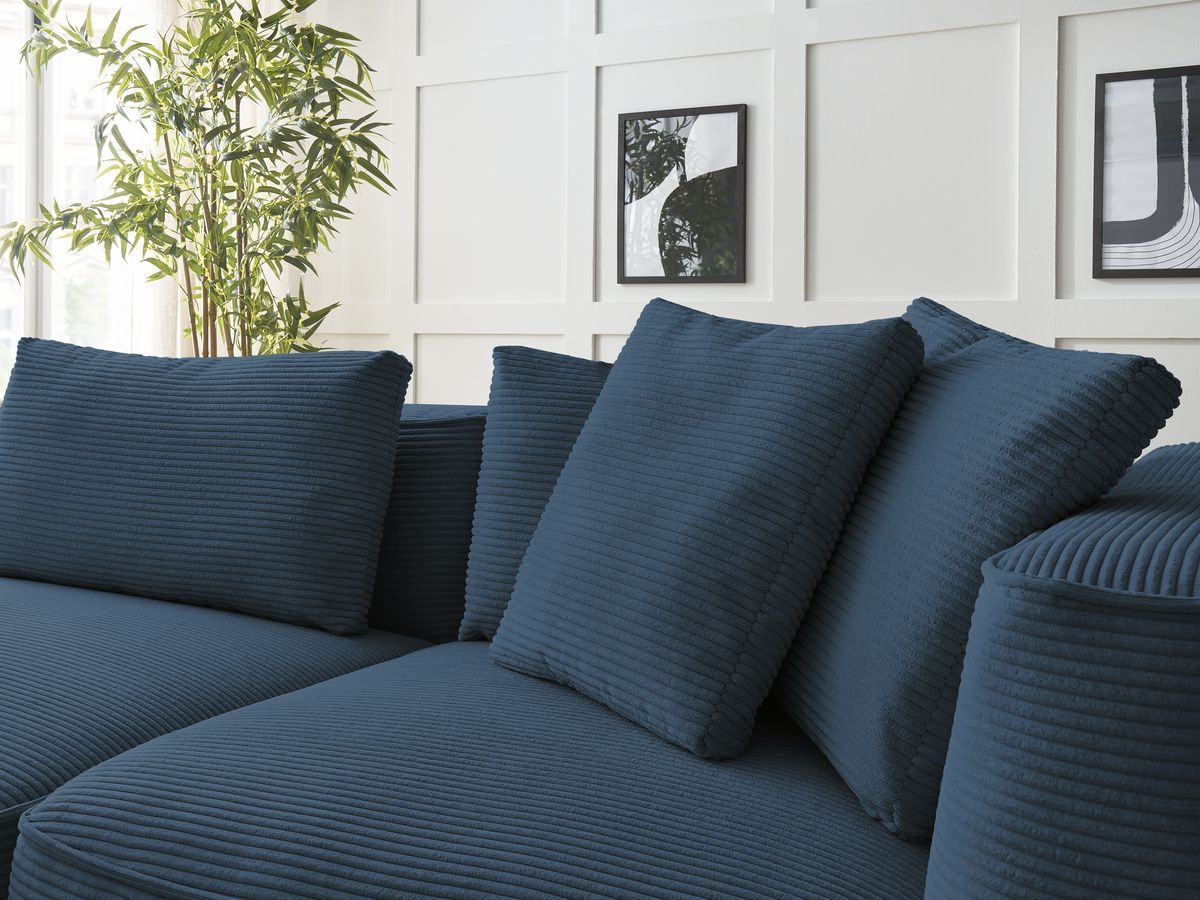 Canapé droit fixe 3 places LEOPOLD velours côtelé avec pouf