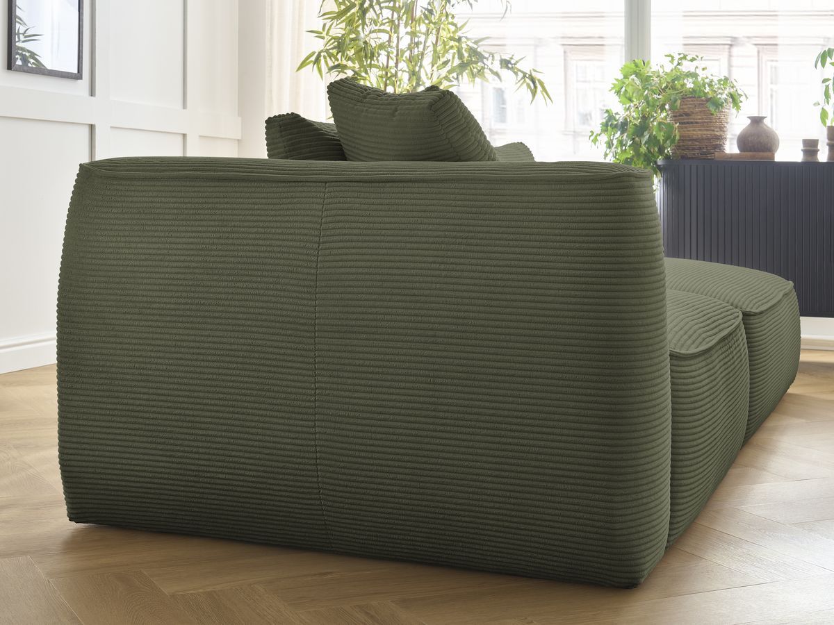 Canapé droit fixe 3 places LEOPOLD velours côtelé avec pouf