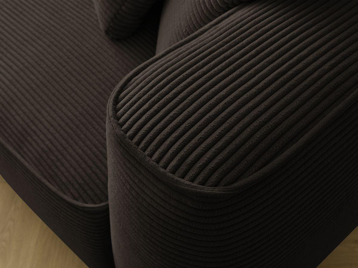 Canapé droit fixe 3 places LEOPOLD velours côtelé avec pouf