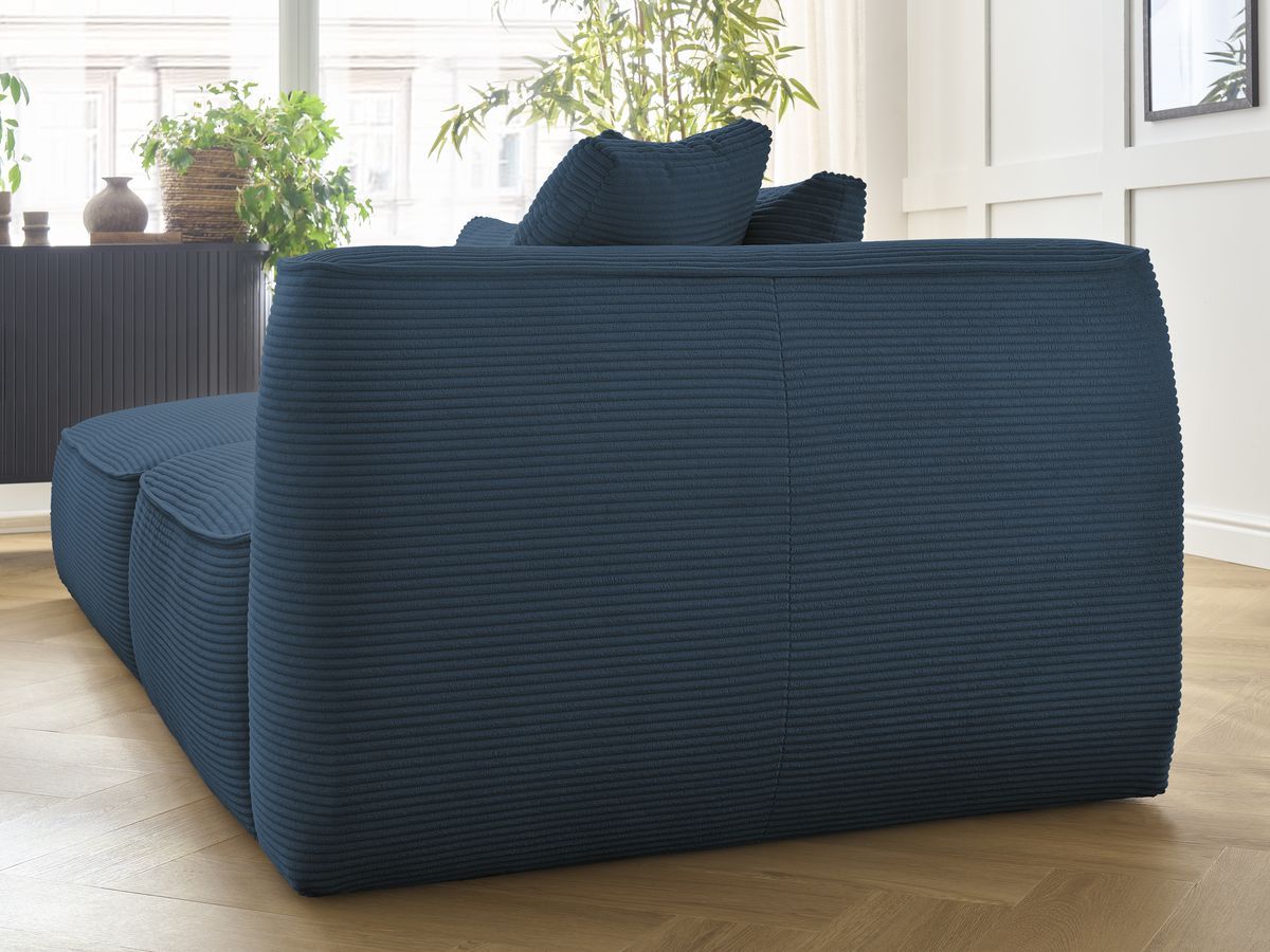 Canapé droit fixe 3 places LEOPOLD velours côtelé avec pouf