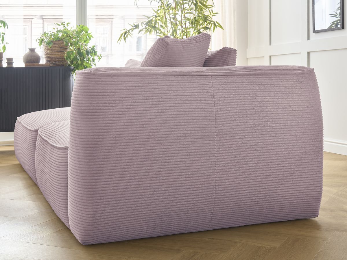 Canapé droit fixe 3 places LEOPOLD velours côtelé avec pouf