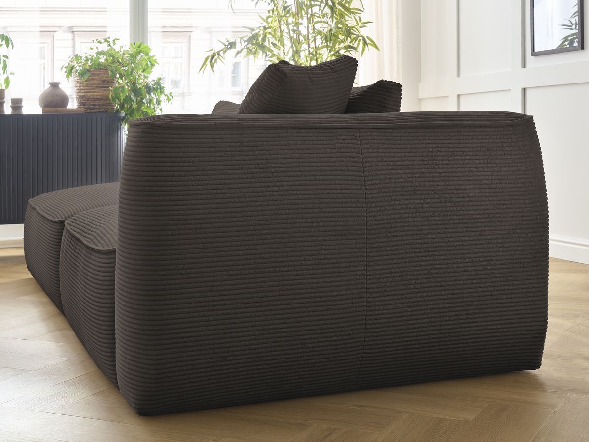 Canapé droit fixe 3 places LEOPOLD velours côtelé avec pouf