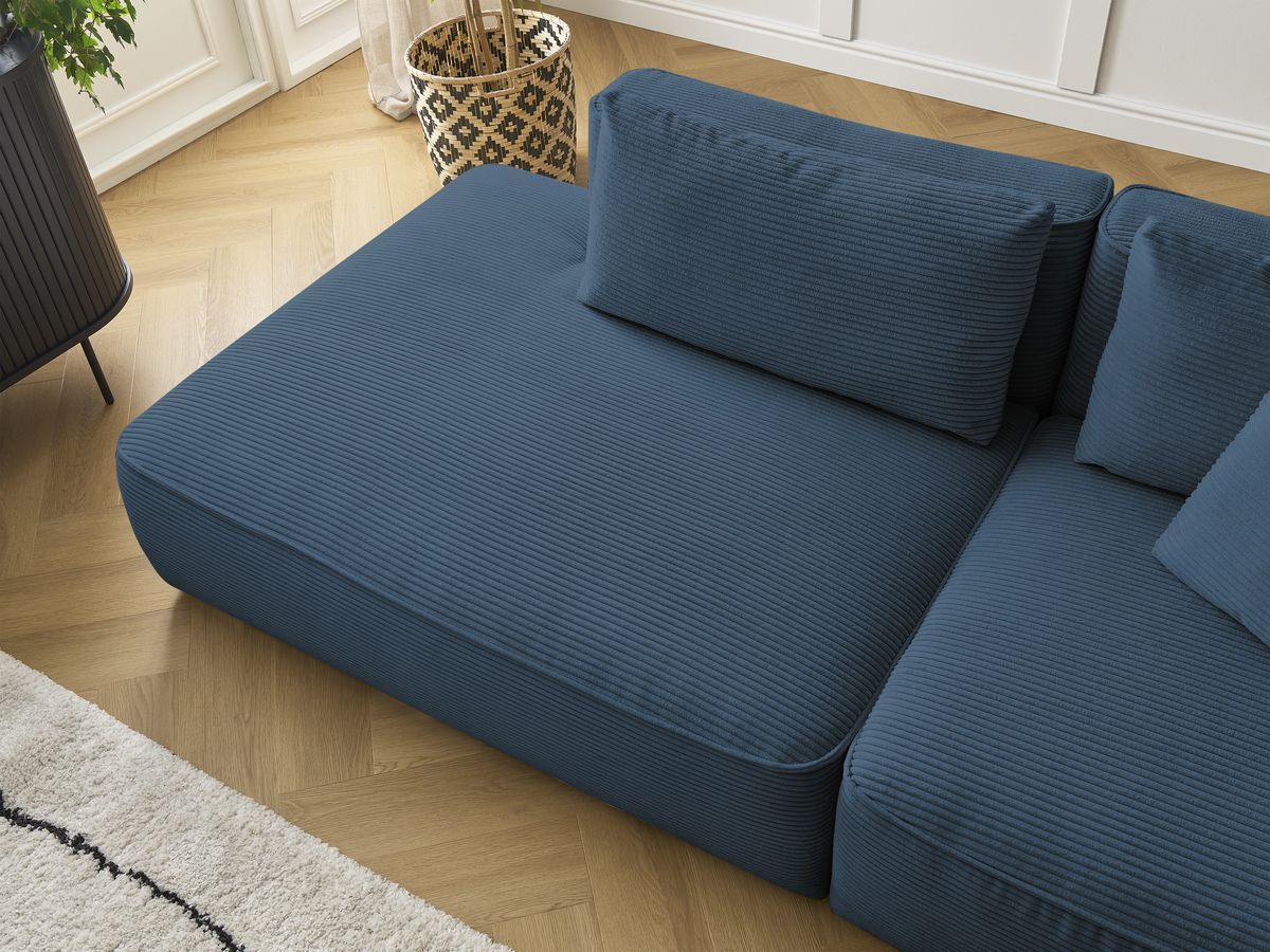Canapé droit fixe 3 places LEOPOLD velours côtelé avec pouf