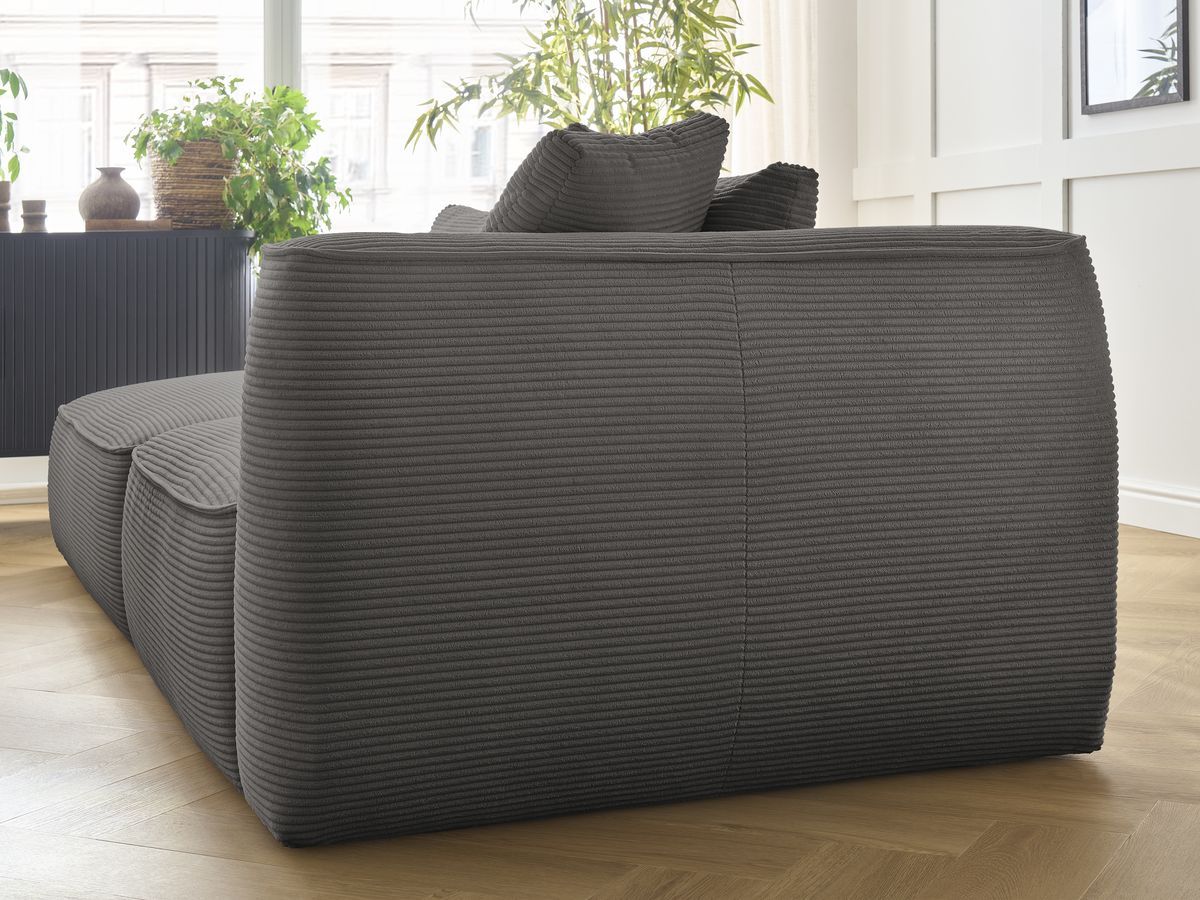 Canapé droit fixe 3 places LEOPOLD velours côtelé avec pouf