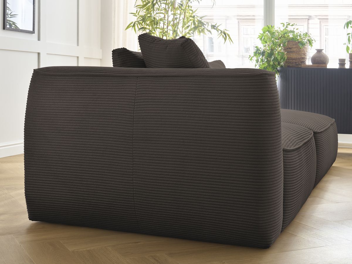 Canapé droit fixe 3 places LEOPOLD velours côtelé avec pouf