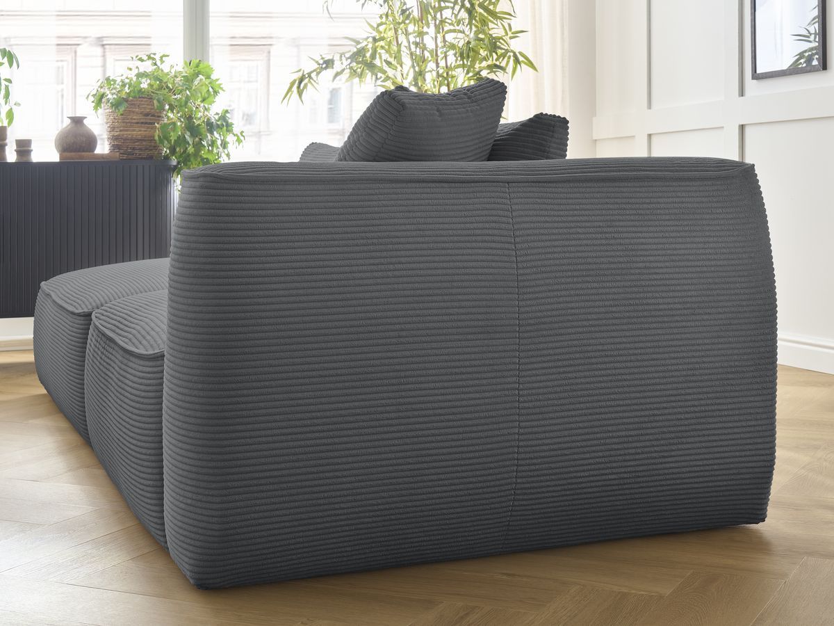 Canapé droit fixe 3 places LEOPOLD velours côtelé avec pouf