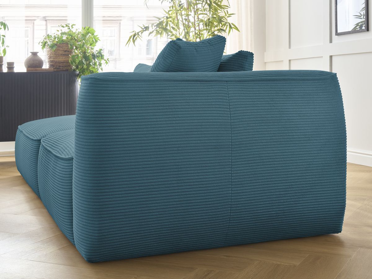 Canapé droit fixe 3 places LEOPOLD velours côtelé avec pouf
