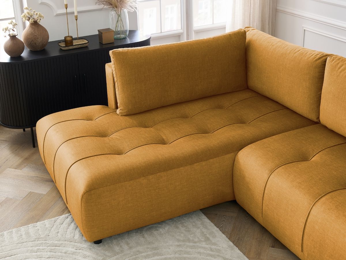 Canapé panoramique convertible coffre ARSENE tissu velours
