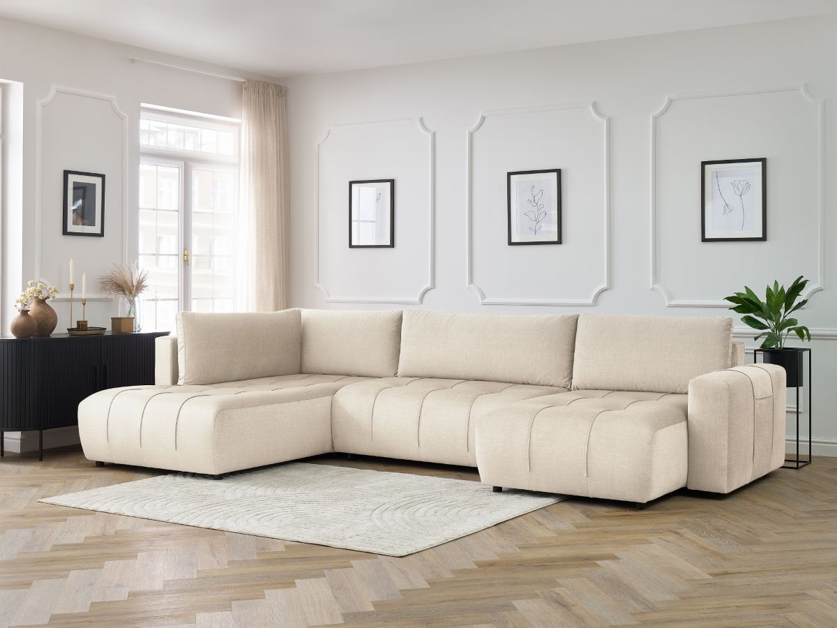 Canapé panoramique convertible coffre ARSENE tissu velours