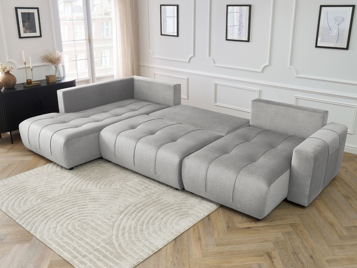 Canapé panoramique convertible coffre ARSENE tissu velours