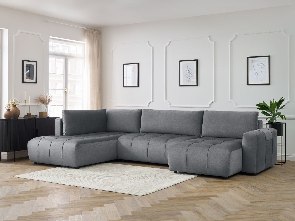 Canapé panoramique convertible coffre ARSENE tissu velours
