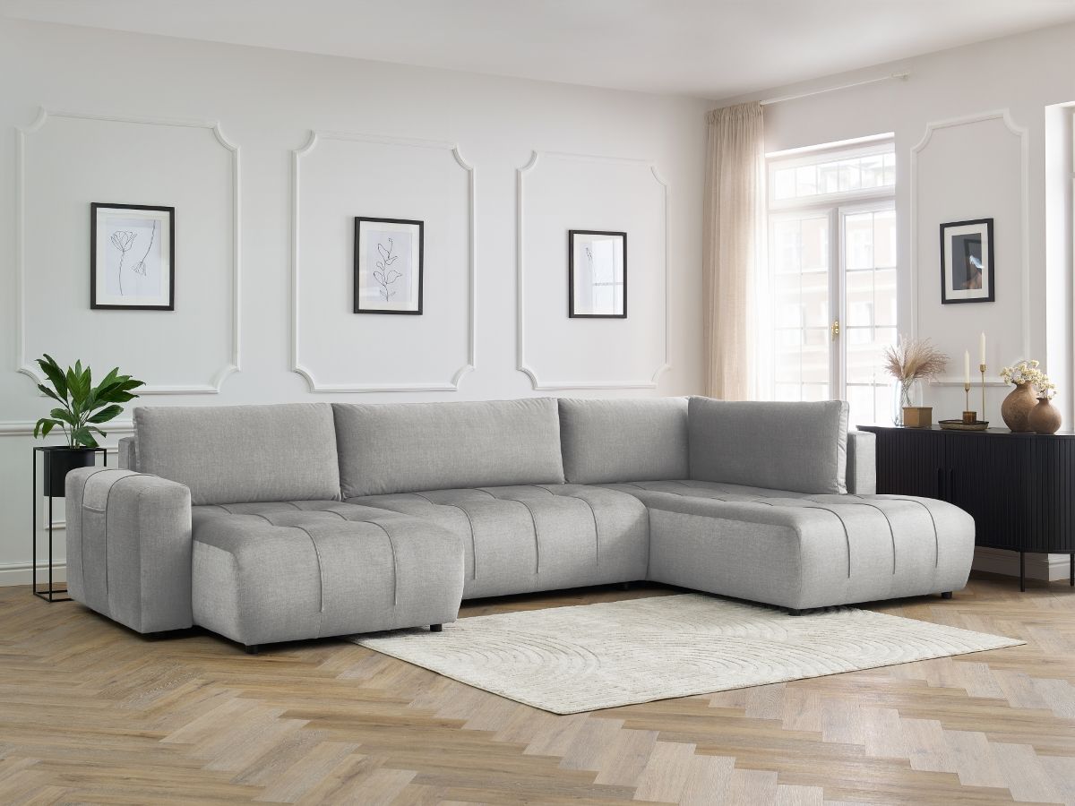 Canapé panoramique convertible coffre ARSENE tissu velours