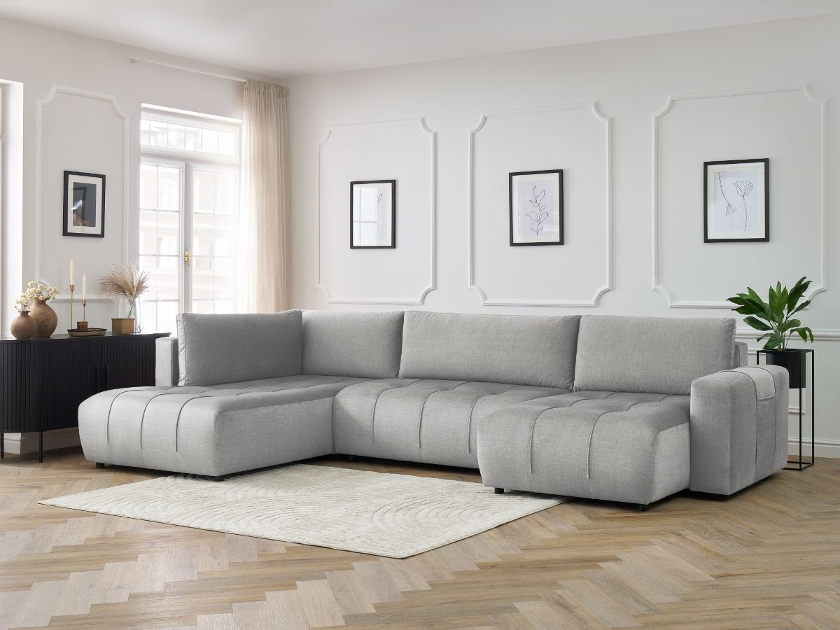 Canapé panoramique convertible coffre ARSENE tissu velours