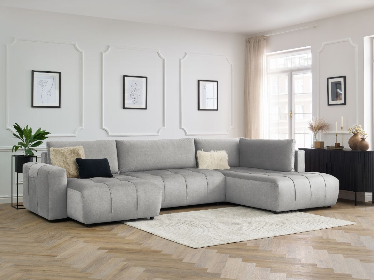 Canapé panoramique convertible coffre ARSENE tissu velours