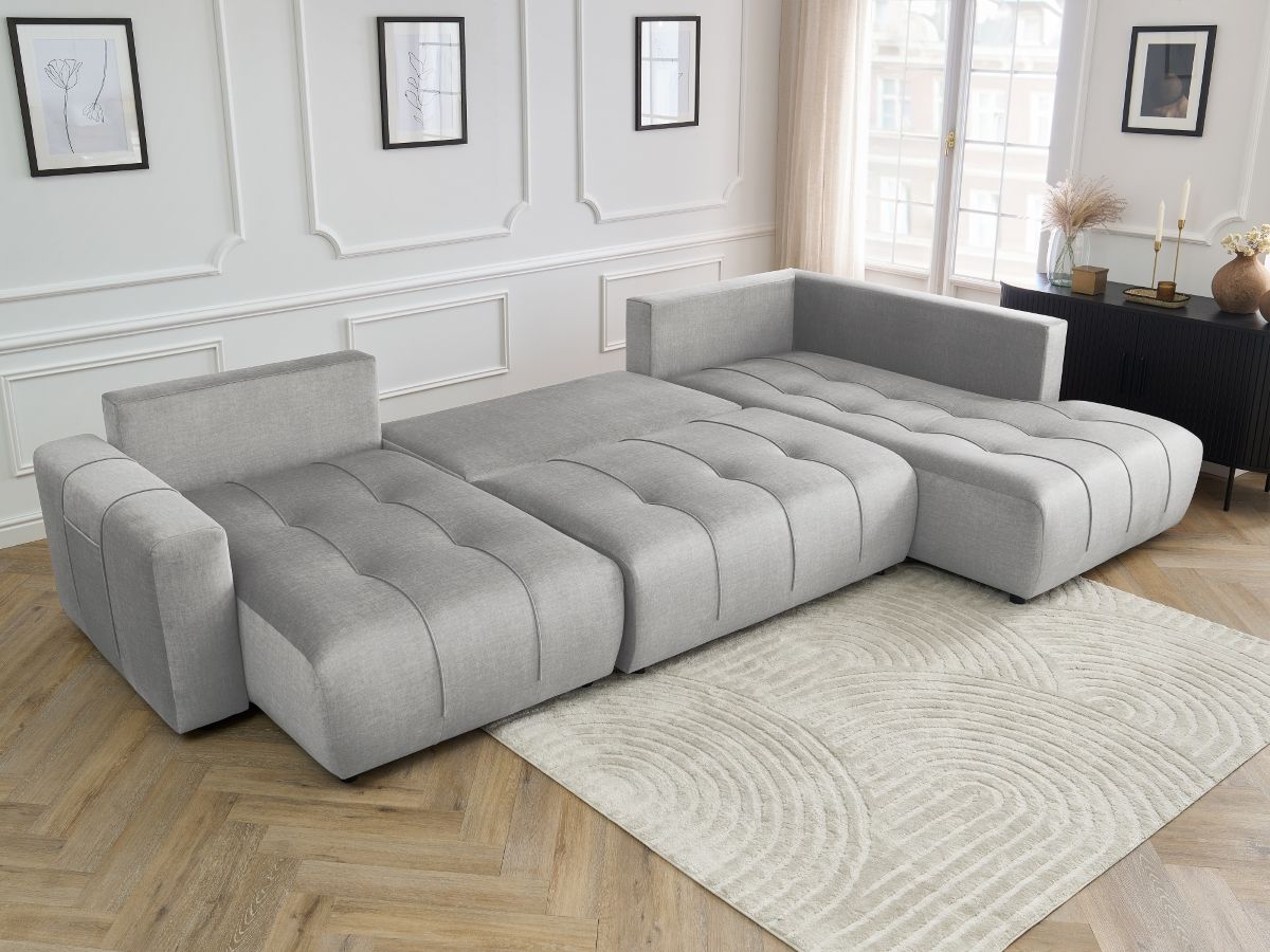 Canapé panoramique convertible coffre ARSENE tissu velours