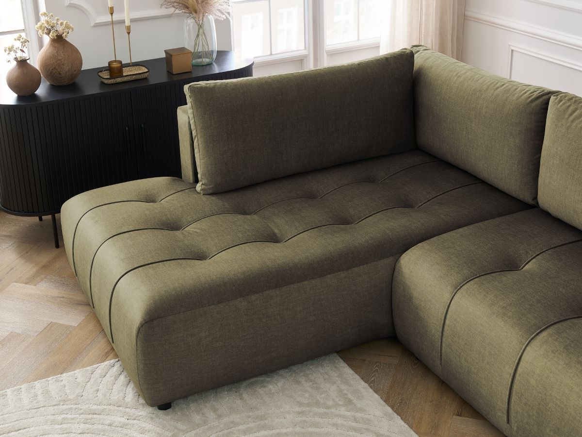 Canapé panoramique convertible coffre ARSENE tissu velours