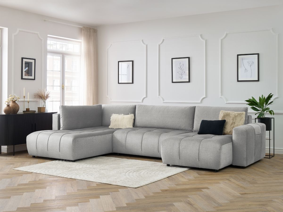 Canapé panoramique convertible coffre ARSENE tissu velours