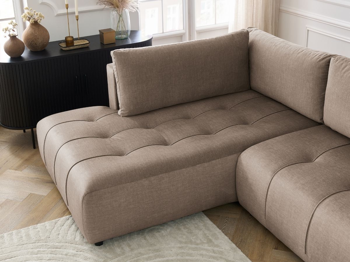 Canapé panoramique convertible coffre ARSENE tissu velours