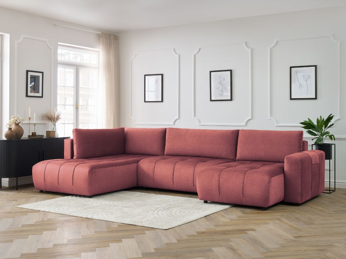 Canapé panoramique convertible coffre ARSENE tissu velours