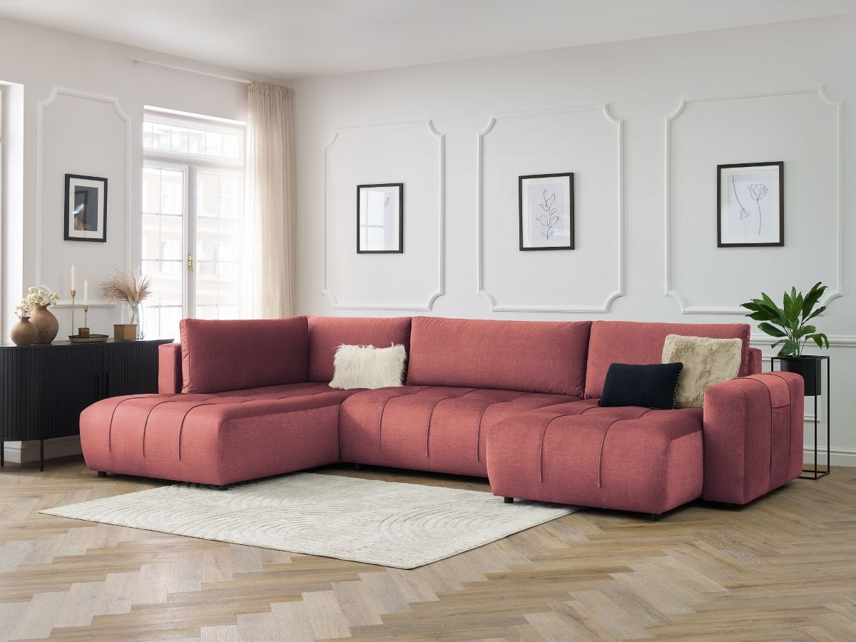 Canapé panoramique convertible coffre ARSENE tissu velours