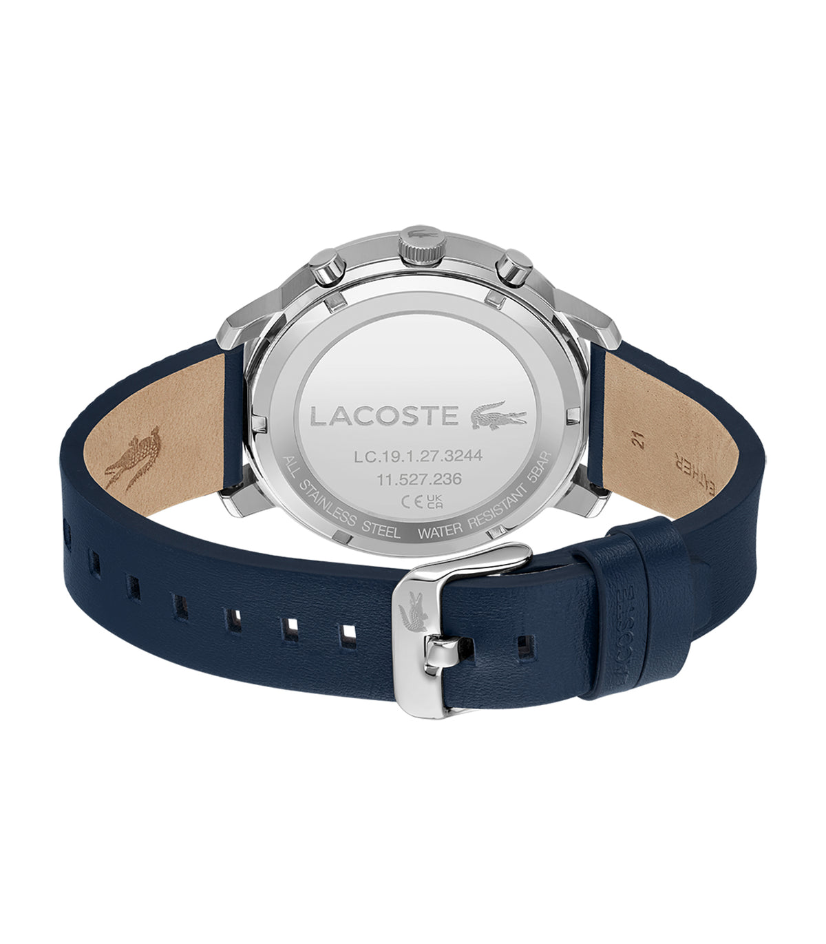 Lacoste - Lifestyle - Man - Multi-armband Leren Blauw - Stalen Kast - Blauwe Wijzerplaat