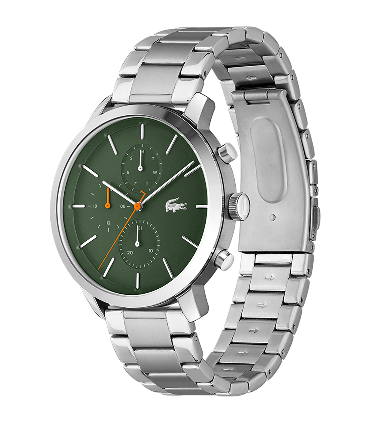 Lacoste - Lifestyle - Man - Stalen Multiarmband - Stalen Kast - Groene Wijzerplaat