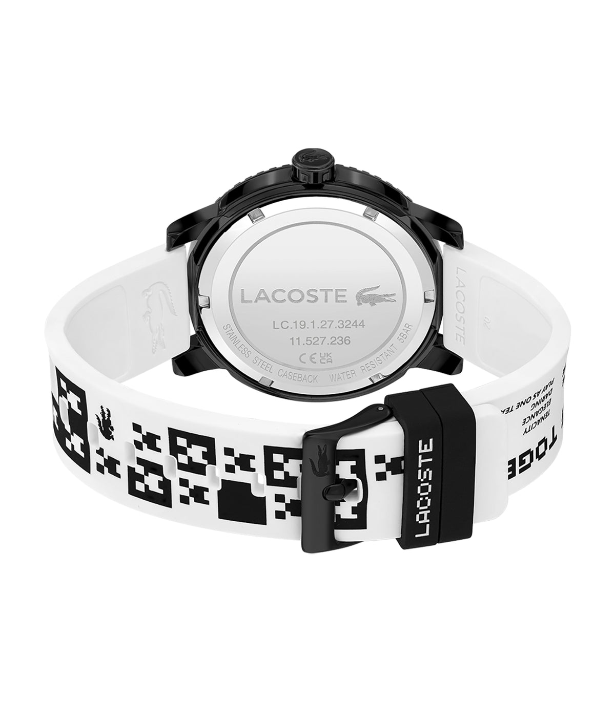 Lacoste - Lifestyle - Man - Witte Siliconen Band Is Zwart - Zwarte Pvd Kast - Witte Wijzerplaat