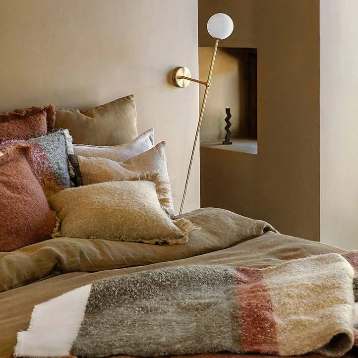 Plaid Rayé En Laine Mélangé Calypso - Kaki