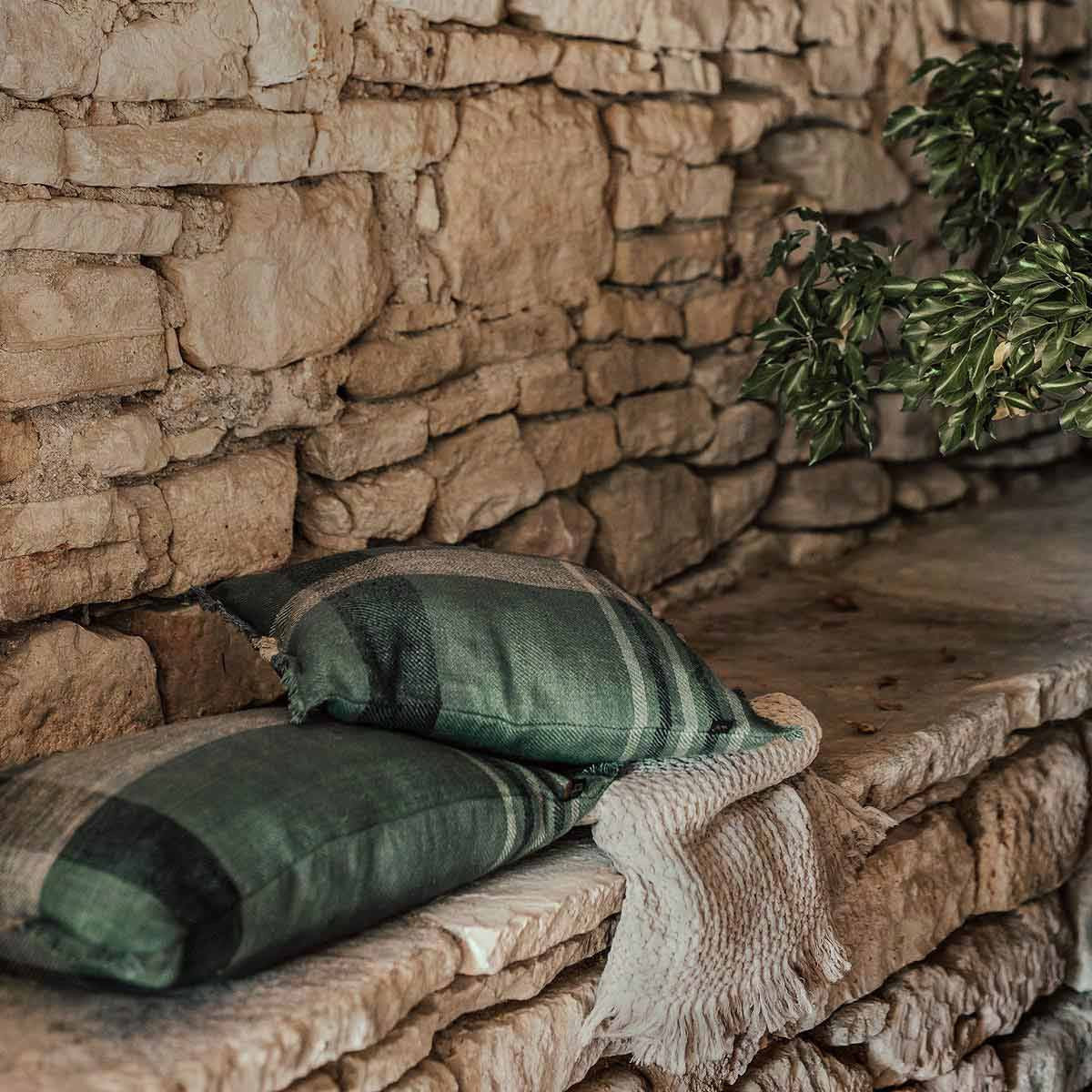 Housse De Coussin - Aalborg Lin Et Coton À Carreaux - Pigeon