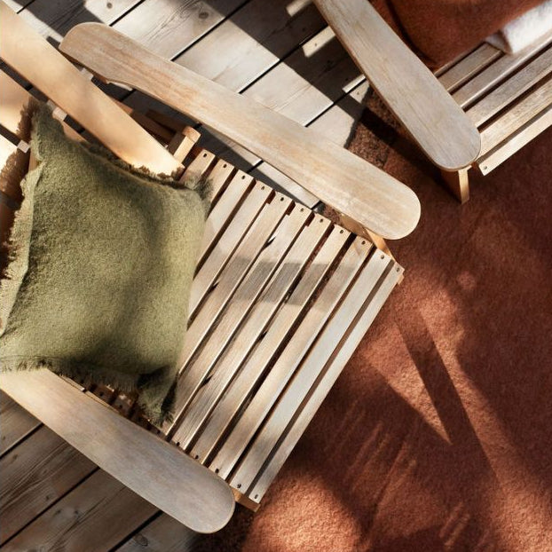 Housse De Coussin - Aspen Unie Et Frangée En Laine Et Fibres Mixtes - Kaki