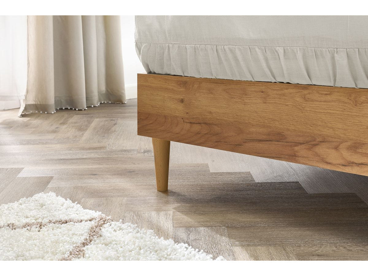 Lit CARA avec lattes massives pieds en bois naturel