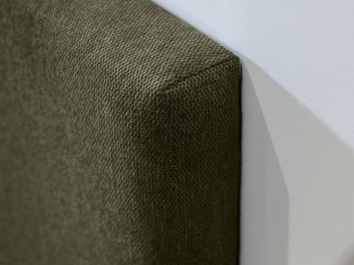Lit coffre BLANDINE tissu texturé avec tablettes chevets